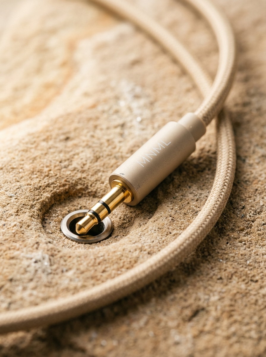 Beige braided cable connector